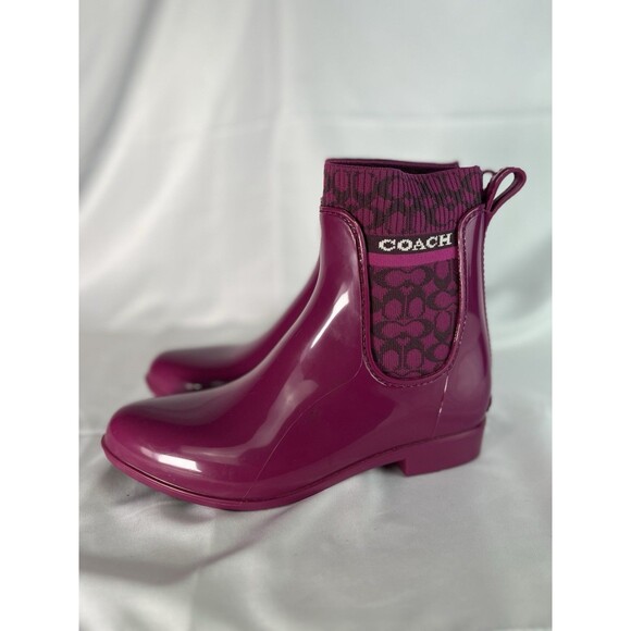 Womens Coach Rivington Rain Booties Watermelon Rubber Size 8 - Picture 1 of 8